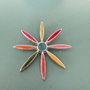 Colorful Flower Brooch/Pendant signed by “Best”. Approximately 3” in diameter.